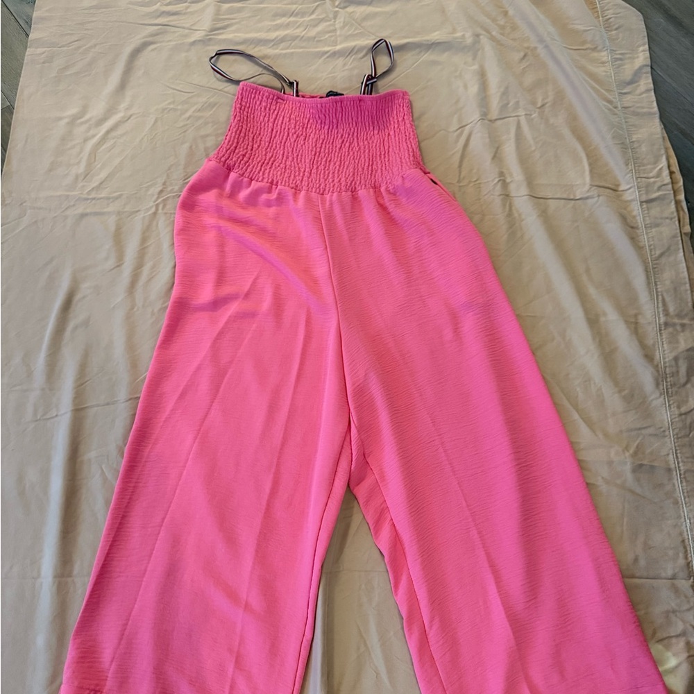 Tommy Hilfiger Pink Smocked Jumpsuit